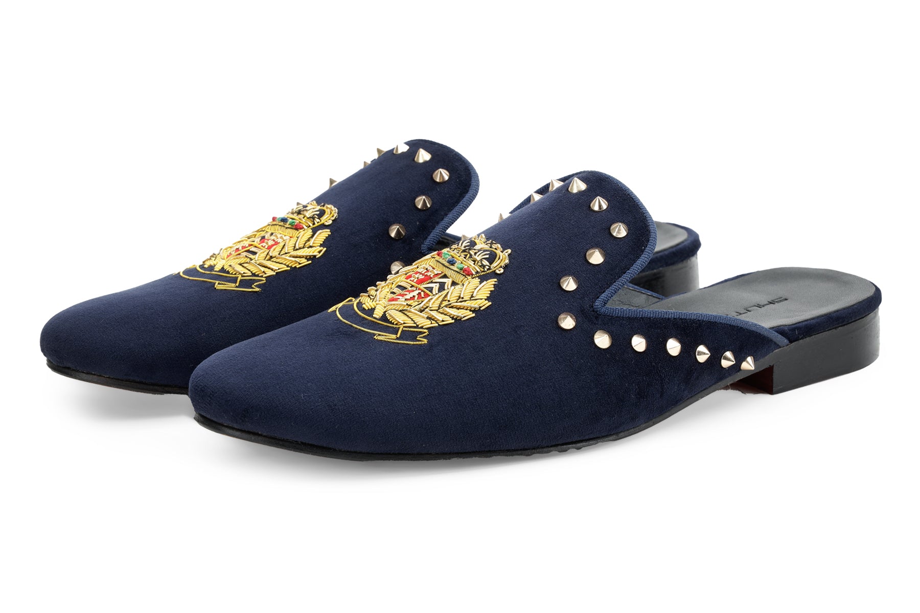 Blue velvet mules outlet