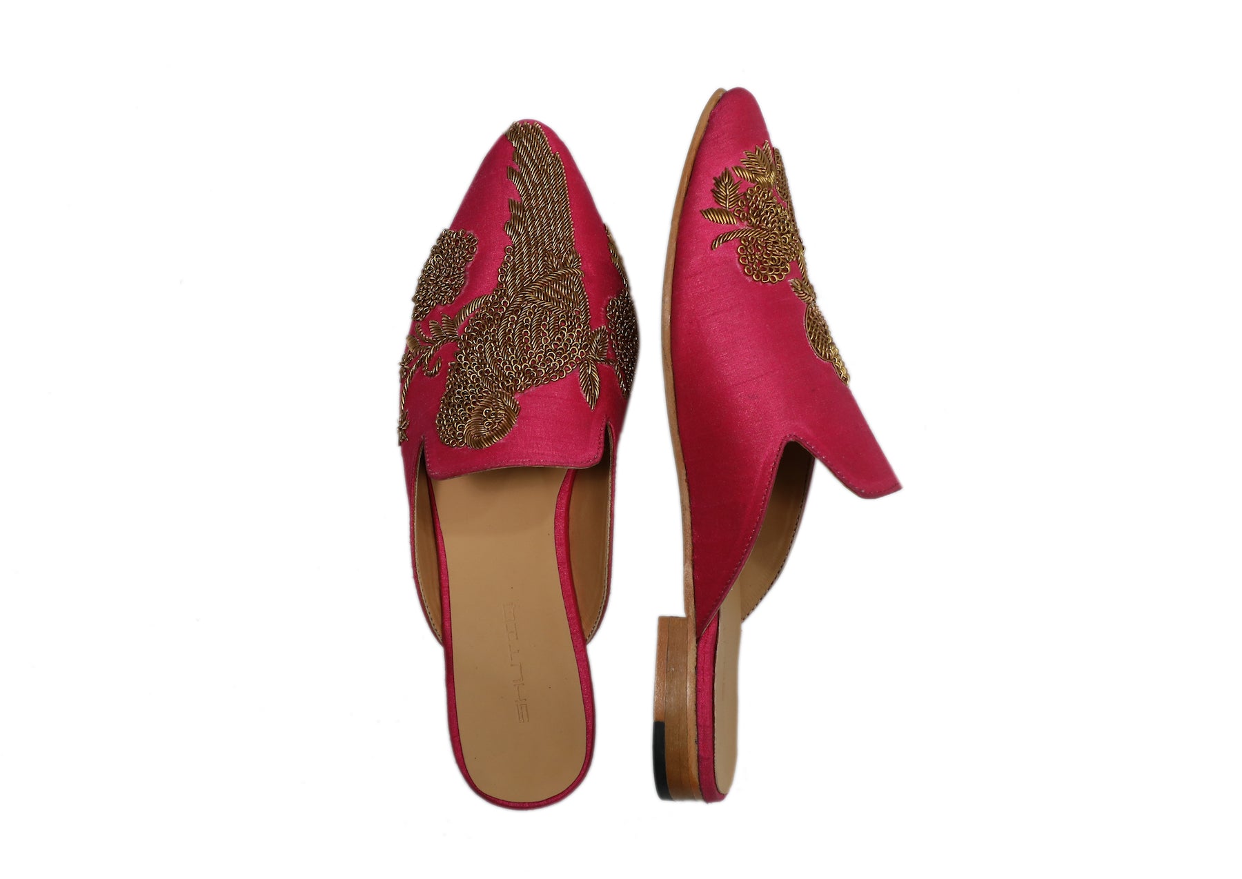 Fuschia Parrot Mules