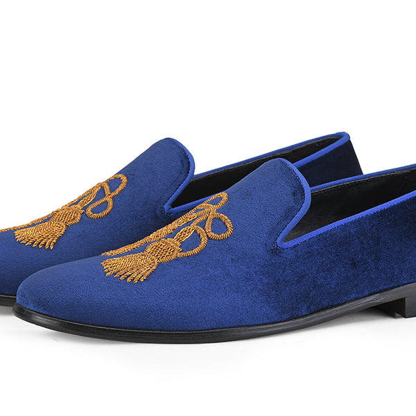 Velvet top shoes blue