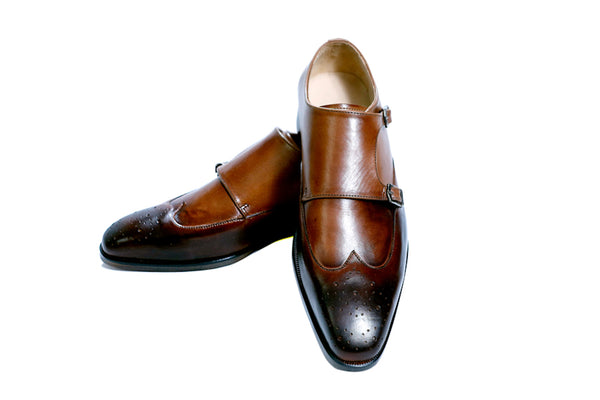 Enzo Double Monk Tan Burnished