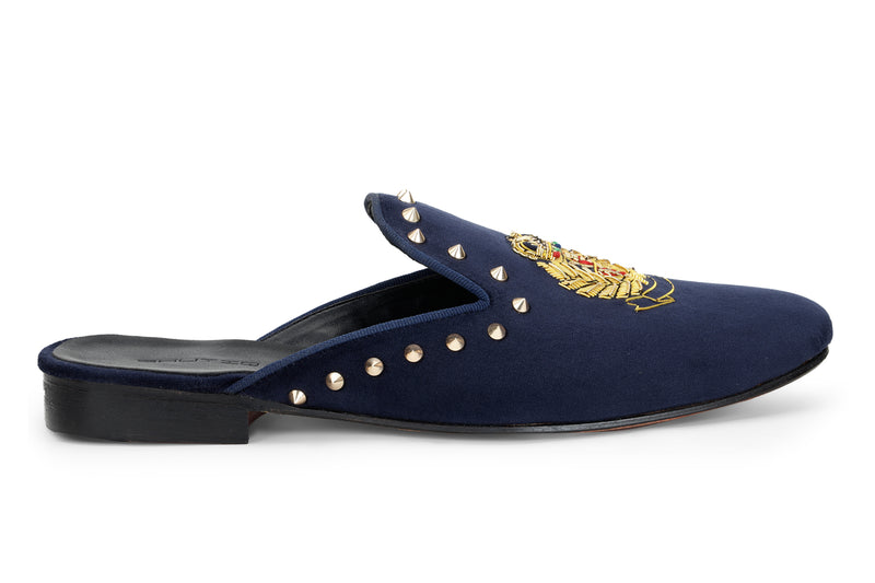 Royal Emblem Studded Mules