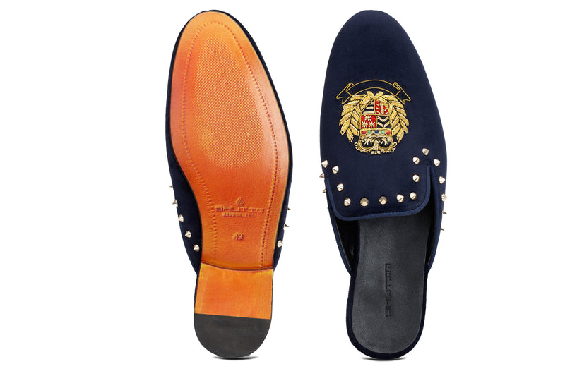 Royal Emblem Studded Mules