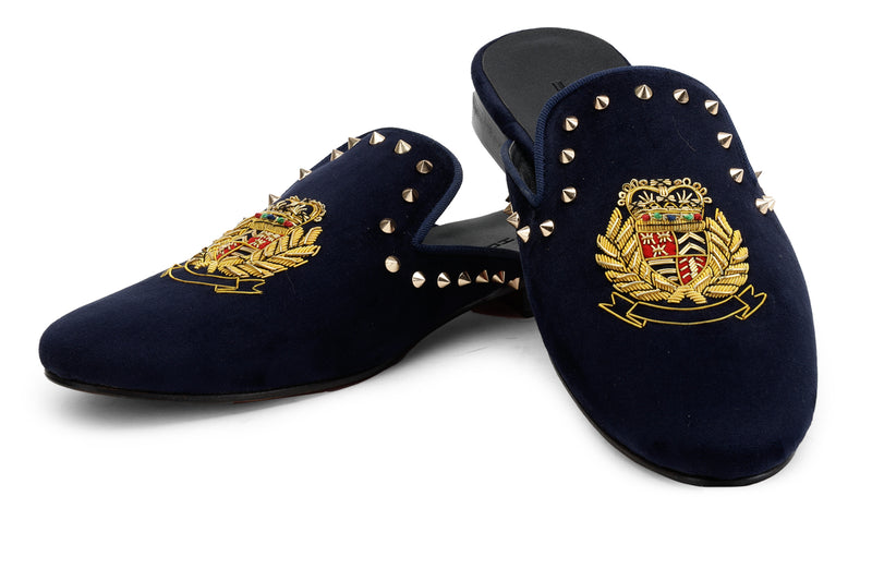 Royal Emblem Studded Mules