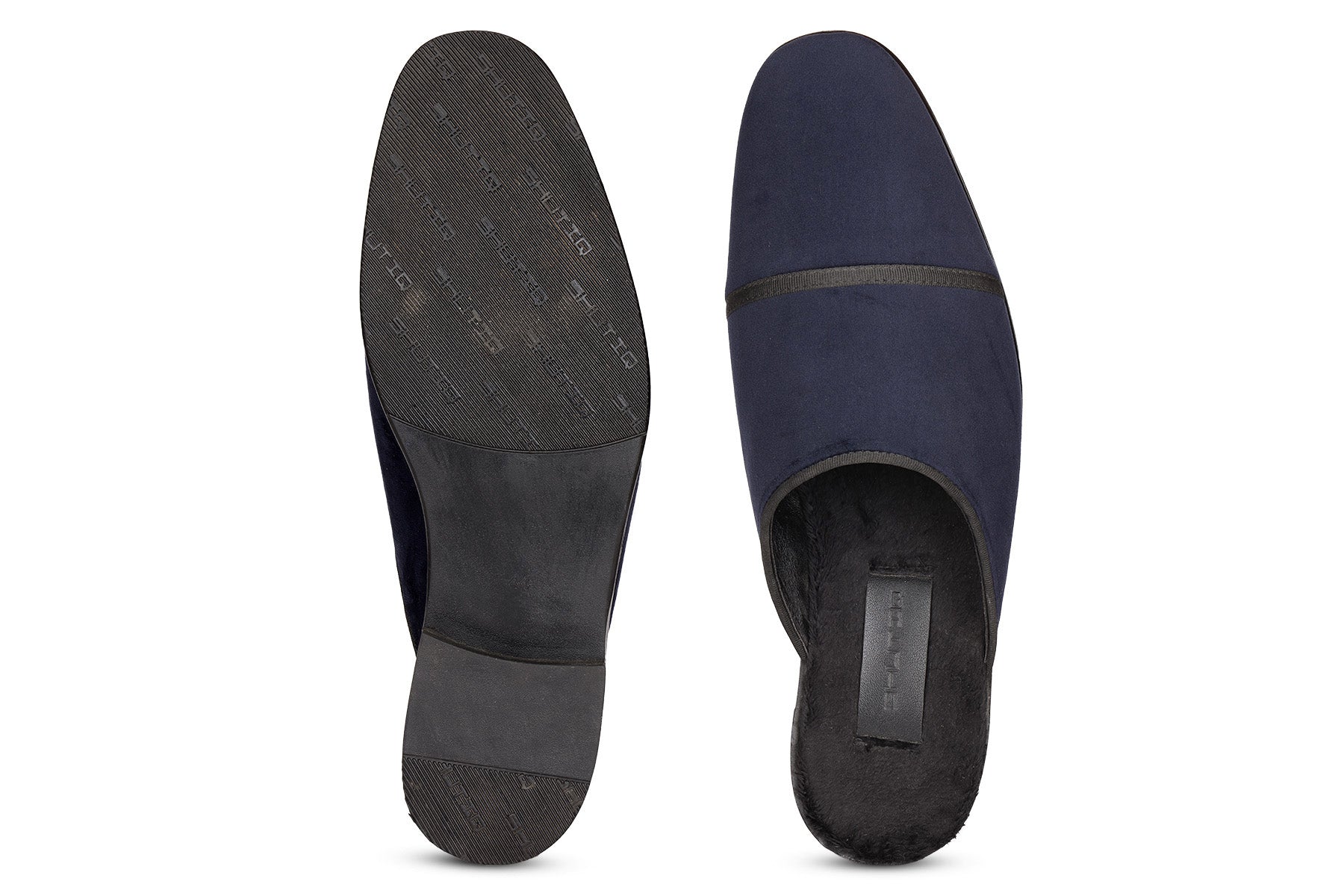 Velour Navy Mules
