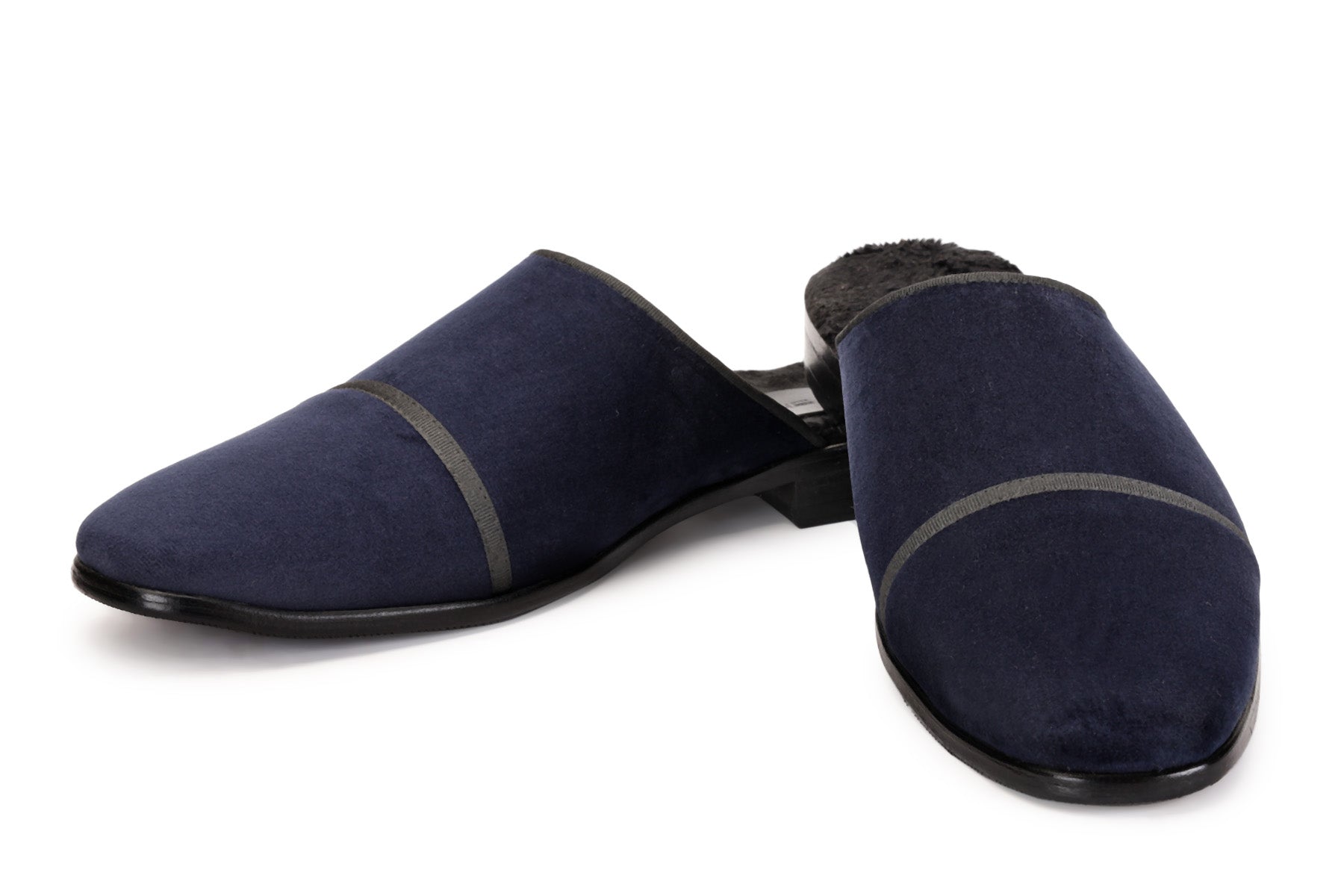 Velour Navy Mules