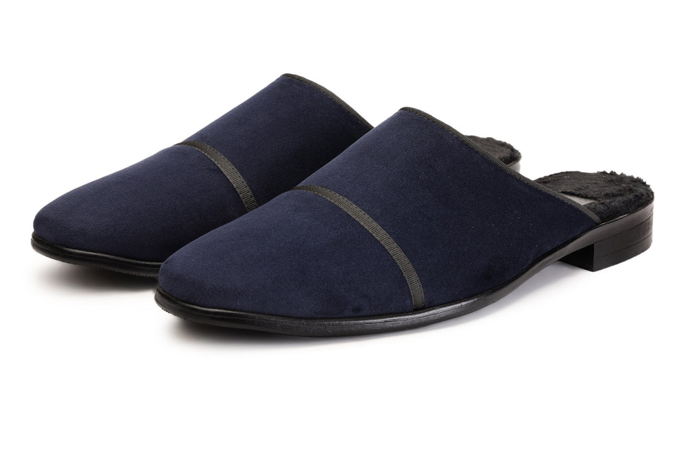 Velour Navy Mules