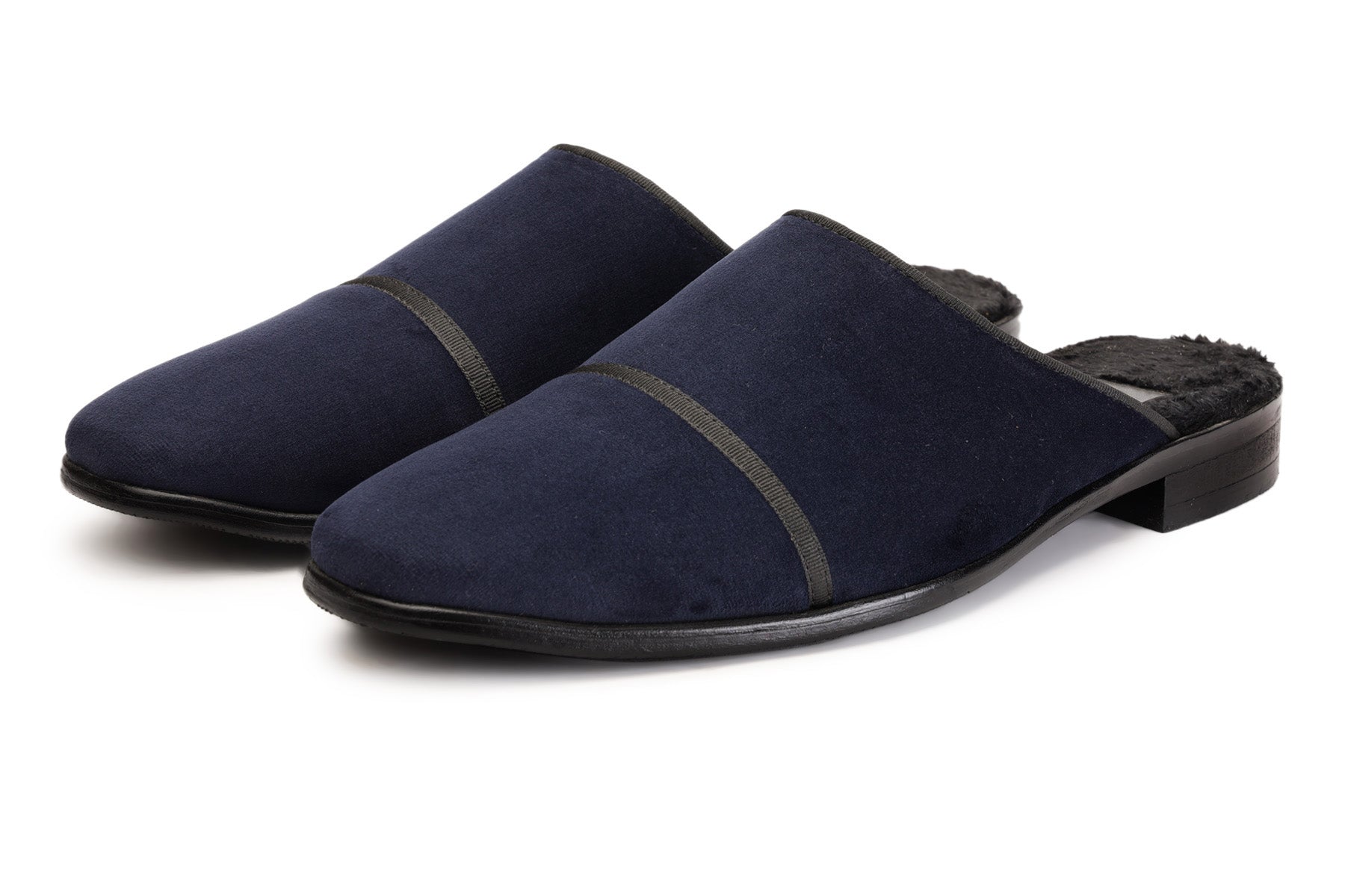 Velour Navy Mules