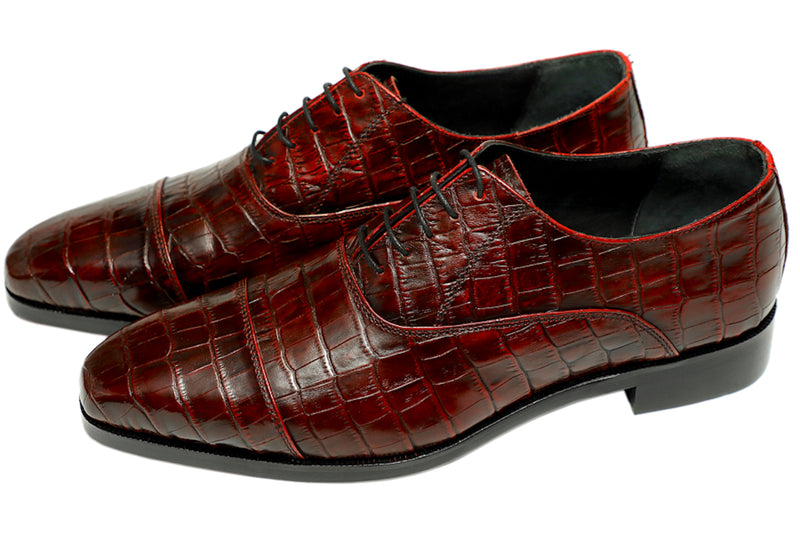Bordeaux Croco Laceups