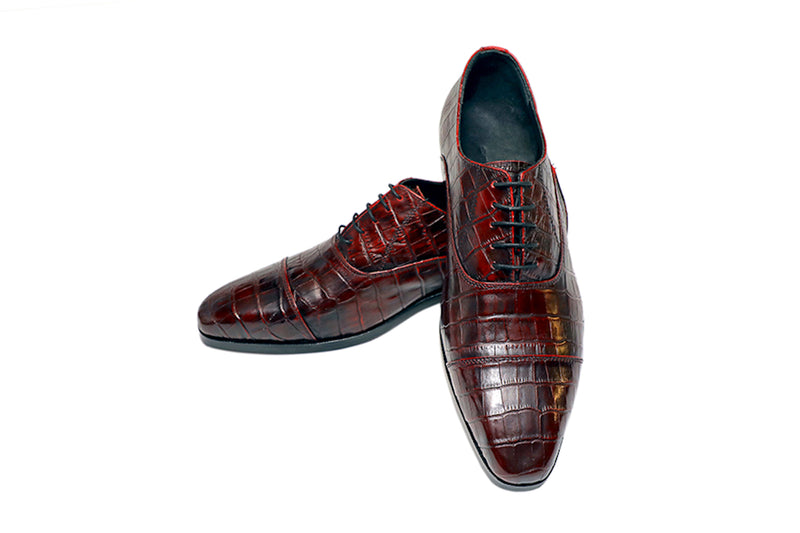 Bordeaux Croco Laceups