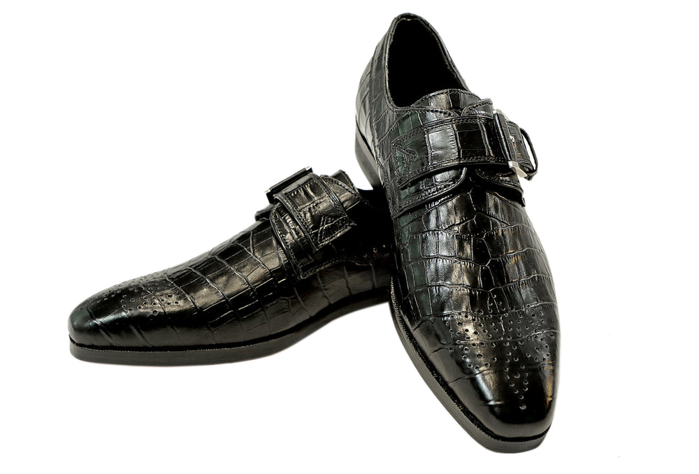 Cesar Croco Coal Monk Shoes | Shutiq