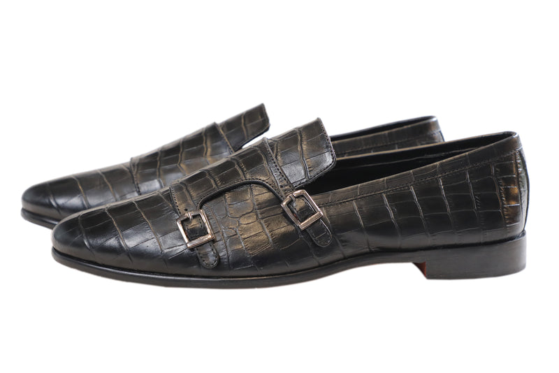 Croco Double Monk Black