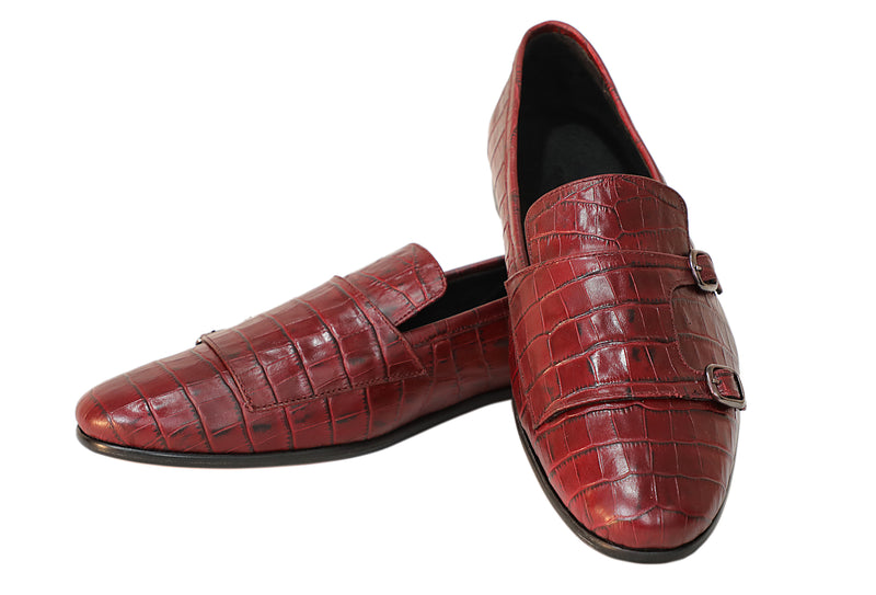 Croco Double Monk Burgundy