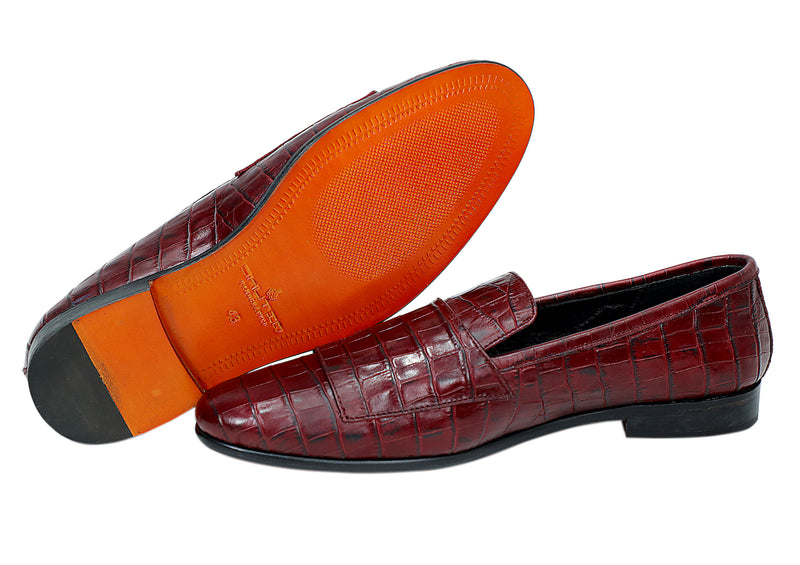 Croco Double Monk Burgundy